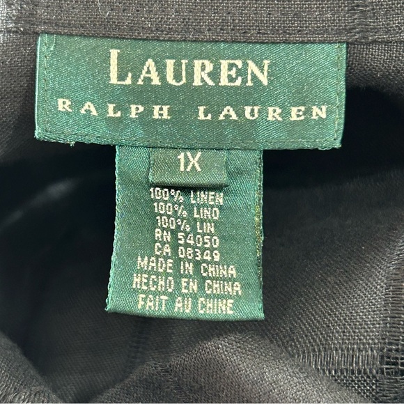 Lauren Ralph Lauren Linen Women's Shirt Top Blouse Black Button Down Size 1X - Picture 5 of 8